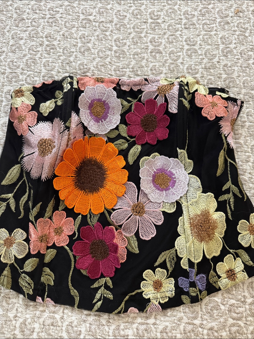 Floral Embroidered Black top